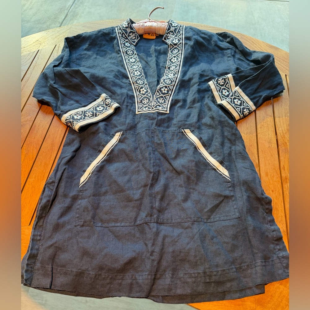 Tory Burch Navy Blue Tunic with White Accents